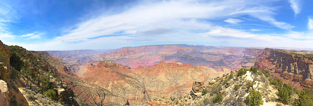 Panoramic Grand Canyon printed on natural pine wood.