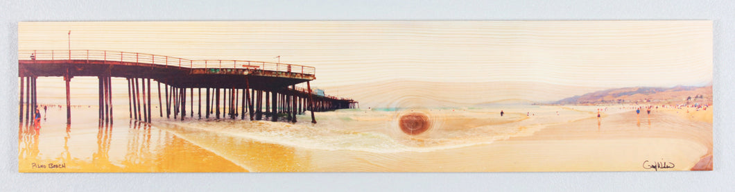 Panoramic Pismo Beach Printed on natural pine wood