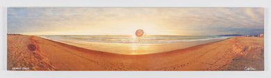 This photograph is printed on pine wood and the grain and knots become part of the image. In this case I selected a wood plank that had a knot in the center to mimic the sun. These art pieces are one of a kind and signed by the artist. The artist also applies a photo filter to give the photo a touch of a painting feel. These fine art products are (Print on Demand) allow 5 to 10 days for delivery.