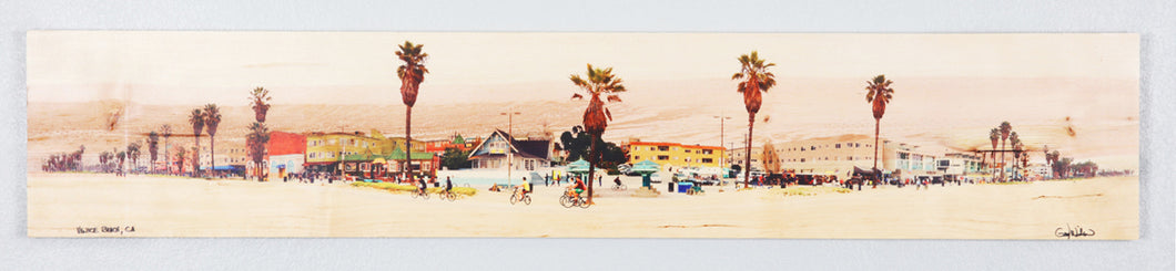 Panoramic Venice Beach Printed on natural pine wood.